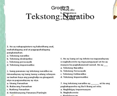 Ang Maikling Kwento Ay Halimbawa Ng Tekstong Naratibo