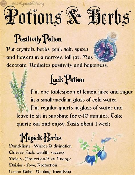 Potions And A Short Guide To Magick Herbs May Print To Use In Your Book Of Shadows Enjoy