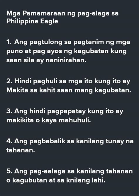 Pamamaraan Ng Pag Aalaga Sa Philippine Eagle Brainlyph