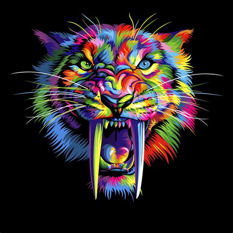 Pin By Kybu Nk On Redit Pop Art Animals Tiger Art Colorful Animal
