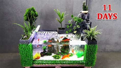 How To Make Amazing Aquarium With Flowing Waterfalls Youtube