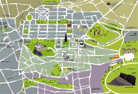 Detailed Tourist Map Of Edinburgh City Center Edinburgh United