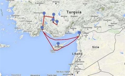 Mapas de los cuatro viajes de Pablo con tecnología satelital de Google