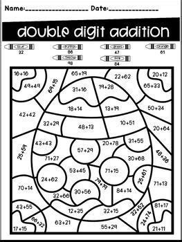 Subtraction two digits with regrouping hook, line, and sinker solve each problem. Easter Color by Code -Double Digit Addition and ...
