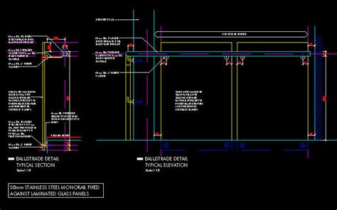 Glass railing autocad construction detail dwg plan n design railway in cad 20 33 kb bibliocad section with axono view 223 8 system viva railings llc caddetails drawing of frameless page 6 line 17qq com files mb50 metro performance new zealand best quality 5 1 14pvb u channel aluminum tempered. CAD DETAILS : HANDRAIL / BALUSTRADE - MONO-RAIL 50mm FIXED ...