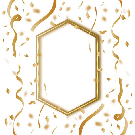 Gambar Desain Bingkai Perayaan Confetti Emas Sederhana Yang Indah