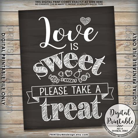 Love Is Sweet Please Take A Treat Sign Sweet Treat Wedding Sign Candy
