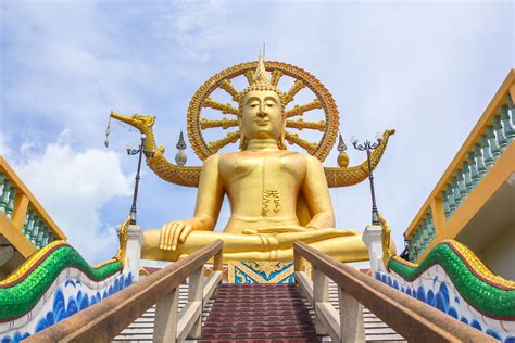 The Big Buddha Temple Wat Phra Yai Koh Samui Thailand Little