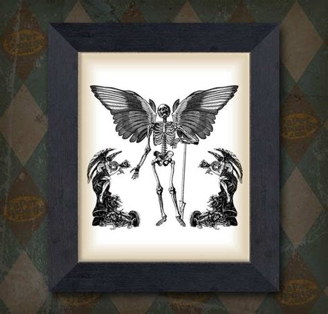 Halloween Winged Skeleton With Demon Angels Vintage Digital Etsy