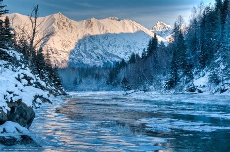 Tlcharger Fond Decran Alaska Rivière Hiver Montagnes Fonds Decran