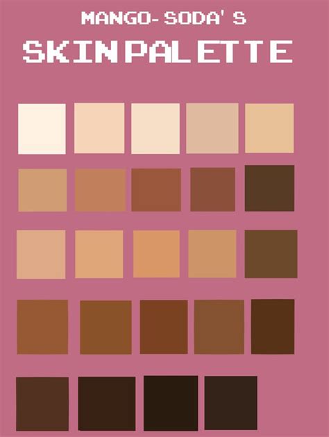 Skin Tone Pallet For Art Reference Skin Color Palette Skin Palette