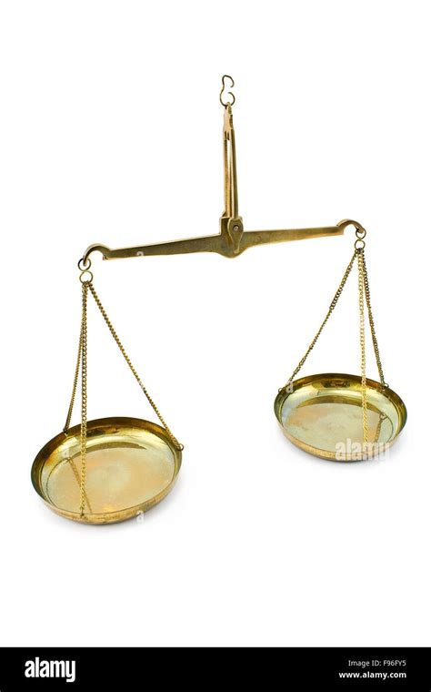 Golden Balance Scales Isolated On White Stock Photo Alamy