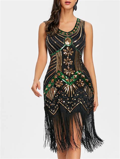 38 Off Fringed Sequin Midi Flapper Dress Rosegal