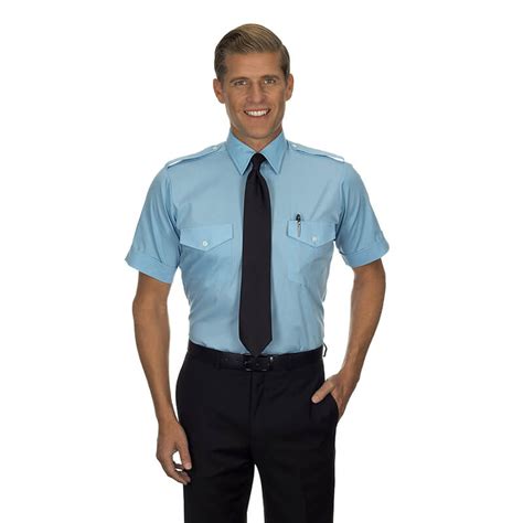 Aviator Pilot Shirts Men Blue Short Sleeve Aircraft Spruce