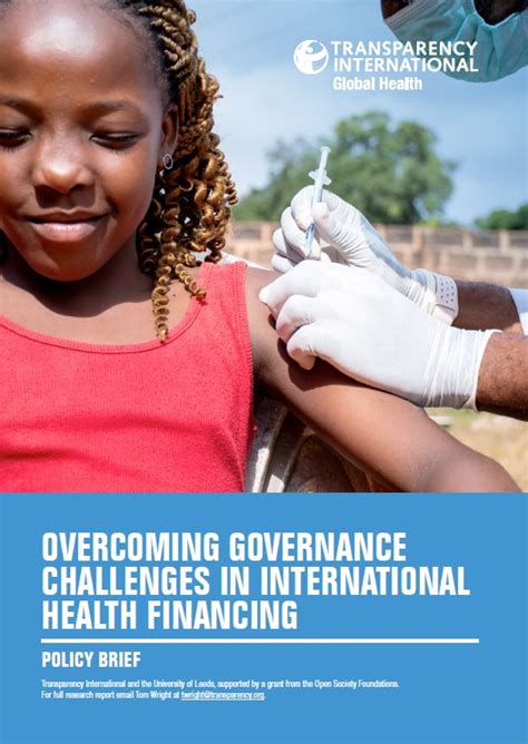 Overcoming Governance Challenges In International Health Financing Transparency International