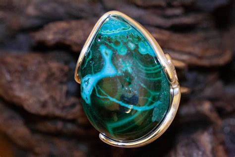 Chrysocolla Fitted In Sterling Silver Setting Silver Ring Big Ring