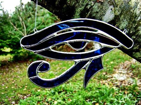 Eye Of Horus Ra Egyptian Stained Glass Suncatcher Blue