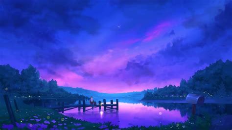 4k Anime Purple Evening Sky Relaxing Live Wallpaper 1 Hour