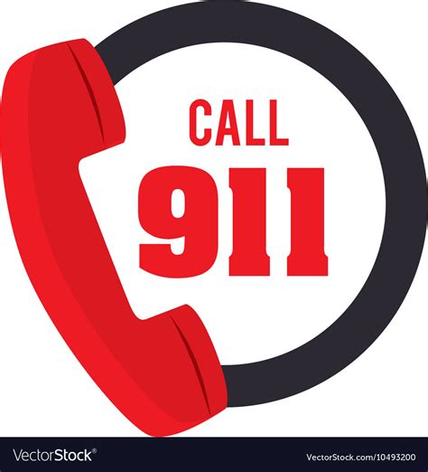 Call 911 Fire Equipement Service Emergency Vector Image