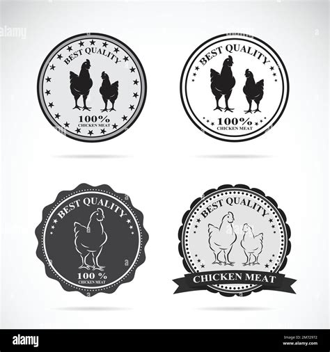 Conjunto De Etiquetas De Pollo Vector Sobre Fondo Blanco Logotipo