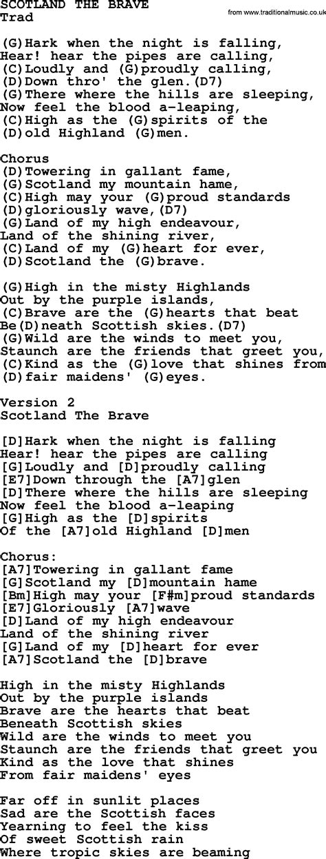 Top 1000 Most Popular Folk And Old Time Songs Scotland The Brave