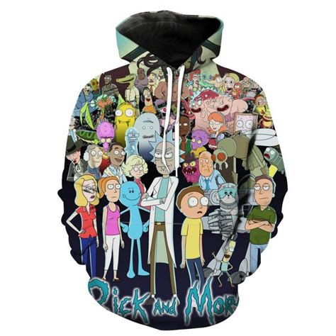 Rick And Morty Hoodies All Character Pullover Yellow Hoodie Anime