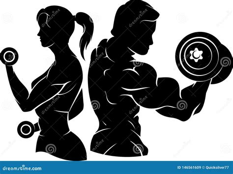 Weight Lifting And Healthy Fitness Silhouette Stock Vector