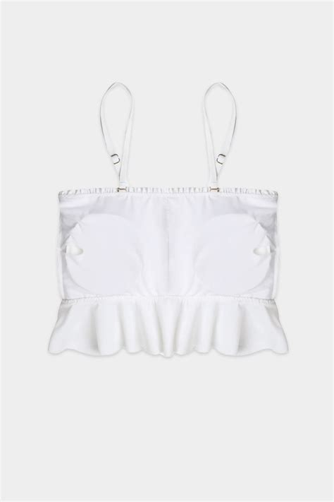Fashion Forward Cami Top White Ruffle Bandeau Bikini Top Summer Mae