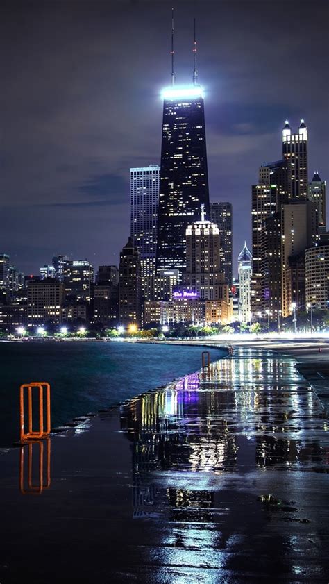 배경 화면 시카고 일리노이 미국 도시 밤 고층 빌딩 조명 강 2560x1600 Hd 그림 이미지