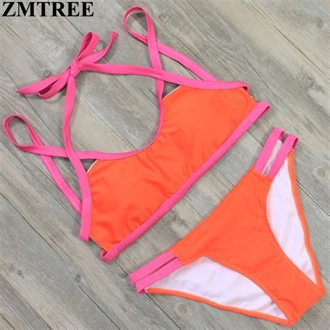 Zmtree 2017 Brand New Patchwork Swimwear Women Bandage Bikini Set Sexy