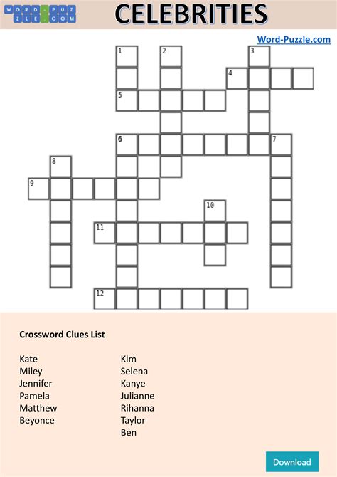 Easy Celebrity Crossword Puzzles Printable Printable Boatload