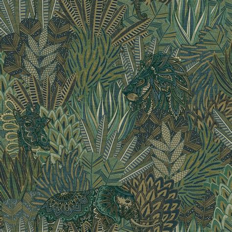 Holden Rainforest Animals Paisley Palm Leaf Wallpaper Green 36160