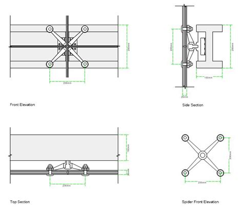 Construction Detailing Of The Spiders For The Glass Curtain Wall