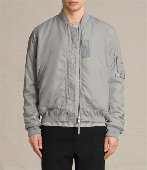 Allsaints Synthetic Henson Bomber Jacket In Light Grey Gray For Men