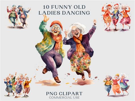 Dancing Grandma Clipart Illustrations