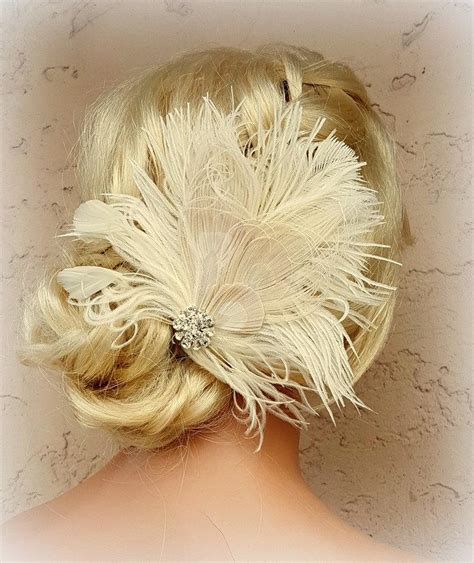 feather hair clip feather fascinator wedding hair accessories bridal hair fascinator vintage
