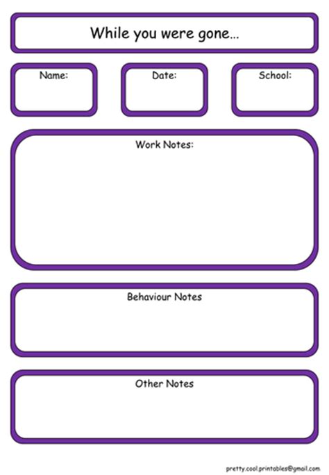 Supply Teacher Form While You Were Gone Handover Notes Teaching Resources