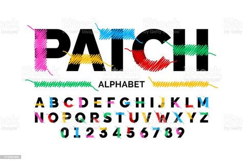 Patched Font Design Stock Illustration Download Image Now Sewing