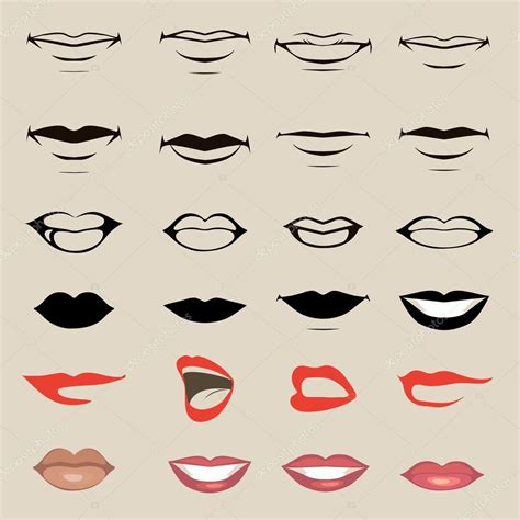 Vector Lips And Mouth Silhouette And Glossy — Stock Vector © Eveleen