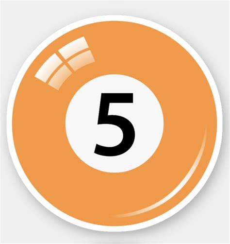 Poolbilliard Ball Number Five 5 Orange Sticker Zazzle Billiards