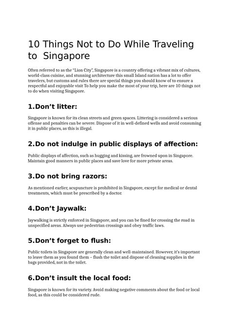 10 Things Not To Do While Traveling To Singapore By Seo Travel Dmc Issuu