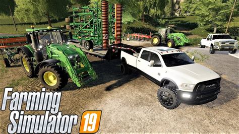 Farming Simulator 19 Dodge Ram 3500 Cummins Hauling Farm Equipment