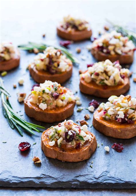 Sweet Potato Rounds With Goat Cheese Cranberry And Pecans