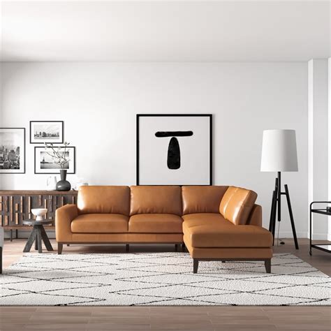 Milton Modern Tufted Living Room Top Leather Corner Sectional Sofa In