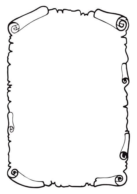 A Blank Paper With Swirls And Scrolls On The Edges In Black And White