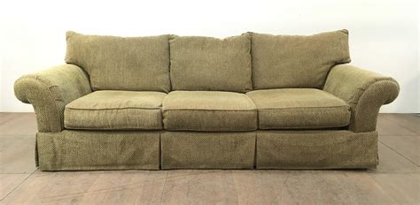 Lot Traditional Skirted Chenille Rolled Arm Sofa