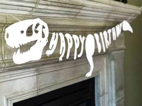 Dinosaur birthday party banner | dinosaur garland. Happy birthday skeleton-prehistoric-dinosaur birthday ...