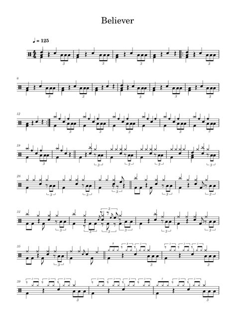 Believer Imagine Dragons Believer Sheet Music For Drum Group Solo