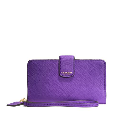 Coach Phone Wallet In Saffiano Leather In Purple Lyst