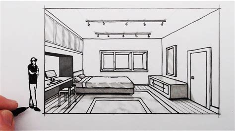 How To Draw A Bedroom In 1 Point Perspective Point Perspective